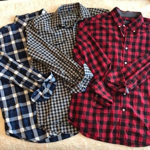 Set of 3 Men’s plaid button up shirts size L